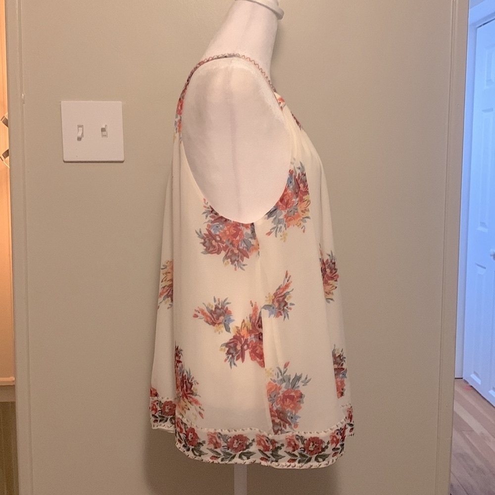 Joie Floral Gris Braided Silk Tank in Porcelain New Size Large - Picture 5 of 9